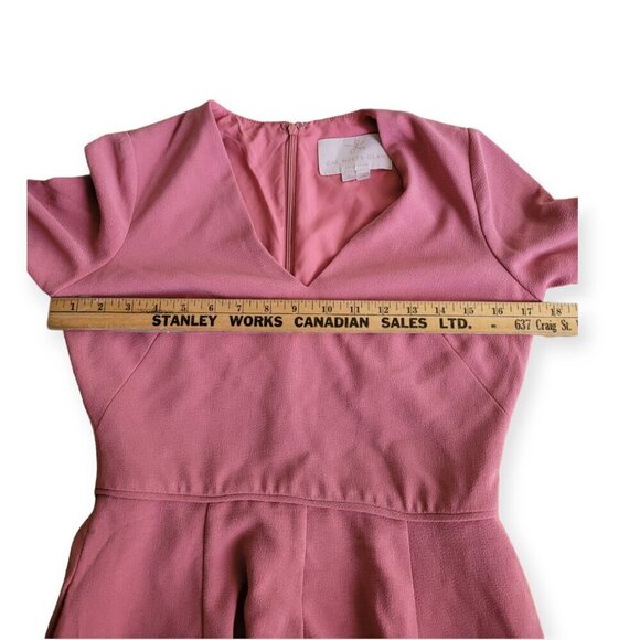 Gal Meets Glam Edith Coral Pink Fit Flare V Neck Midi Dress Size 2 XS EUC - Picture 6 of 10